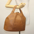 BOTTEGA VENETA INTRECCIATO Hand Bag Leather Brown Silver Auth 135158-23