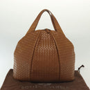 BOTTEGA VENETA INTRECCIATO Hand Bag Leather Brown Silver Auth 135158-12