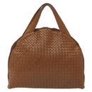 BOTTEGA VENETA INTRECCIATO Hand Bag Leather Brown Silver Auth 135158-2