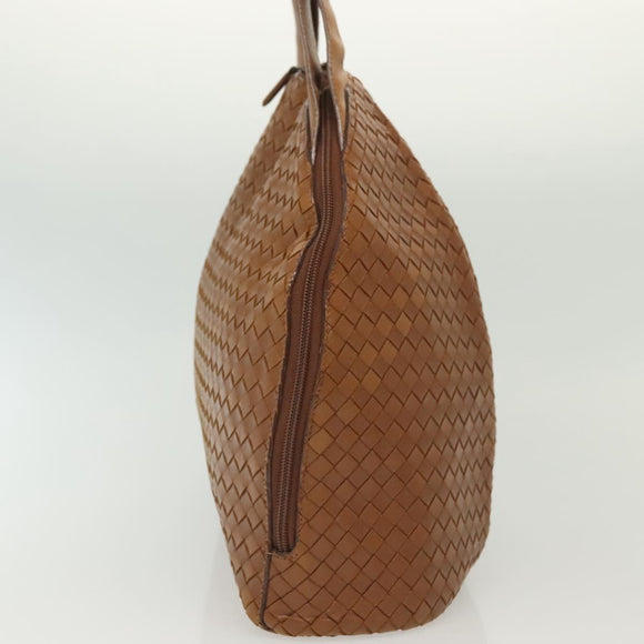 BOTTEGA VENETA INTRECCIATO Hand Bag Leather Brown Silver Auth 135158