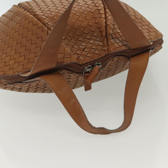 BOTTEGA VENETA INTRECCIATO Hand Bag Leather Brown Silver Auth 135158