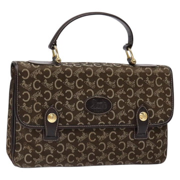 CELINE C Macadam Canvas Hand Bag Brown Gold Auth 135161