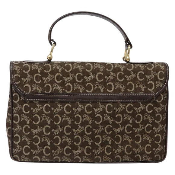 CELINE C Macadam Canvas Hand Bag Brown Gold Auth 135161