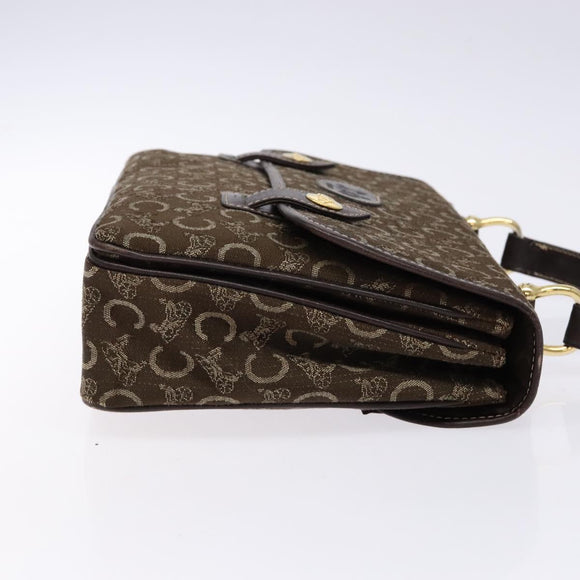 CELINE C Macadam Canvas Hand Bag Brown Gold Auth 135161