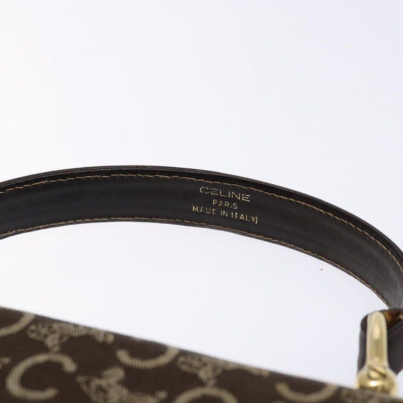 CELINE C Macadam Canvas Hand Bag Brown Gold Auth 135161