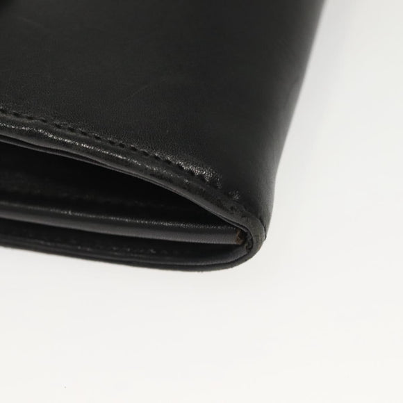 Christian Dior Chain Shoulder Bag Leather Black Gold Auth 135164