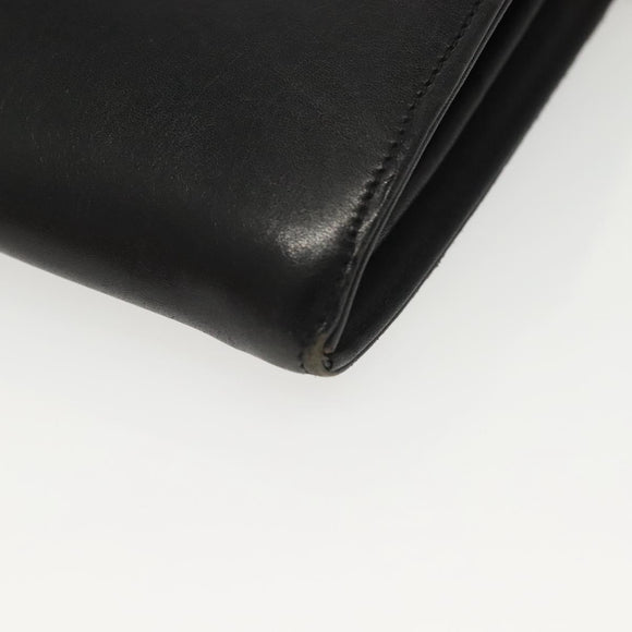 Christian Dior Chain Shoulder Bag Leather Black Gold Auth 135164