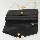 Christian Dior Chain Shoulder Bag Leather Black Gold Auth 135164-16