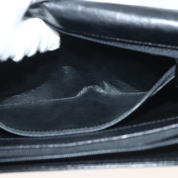 Christian Dior Chain Shoulder Bag Leather Black Gold Auth 135164