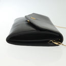 Christian Dior Chain Shoulder Bag Leather Black Gold Auth 135164-4