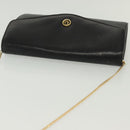 Christian Dior Chain Shoulder Bag Leather Black Gold Auth 135164-6