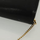Christian Dior Chain Shoulder Bag Leather Black Gold Auth 135164-7