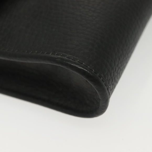 Christian Dior Shoulder Bag Leather Black Gold Auth 135165