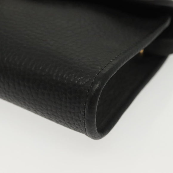 Christian Dior Shoulder Bag Leather Black Gold Auth 135165