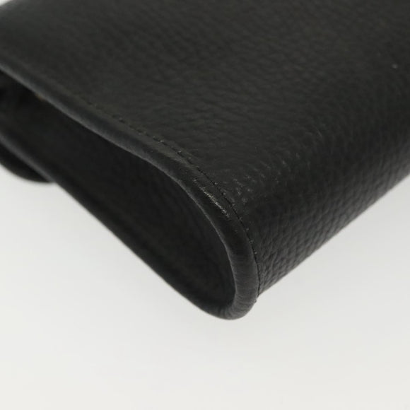 Christian Dior Shoulder Bag Leather Black Gold Auth 135165