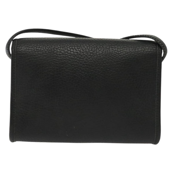 Christian Dior Shoulder Bag Leather Black Gold Auth 135165