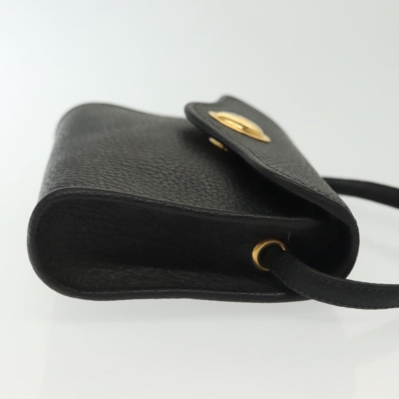 Christian Dior Shoulder Bag Leather Black Gold Auth 135165