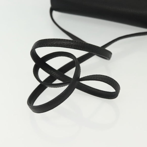 Christian Dior Shoulder Bag Leather Black Gold Auth 135165