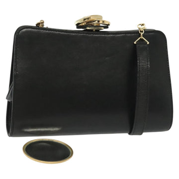 GUCCI Shoulder Bag Leather Black Gold 005 406 0284 Auth 135176