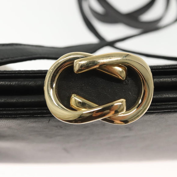 GUCCI Shoulder Bag Leather Black Gold 005 406 0284 Auth 135176