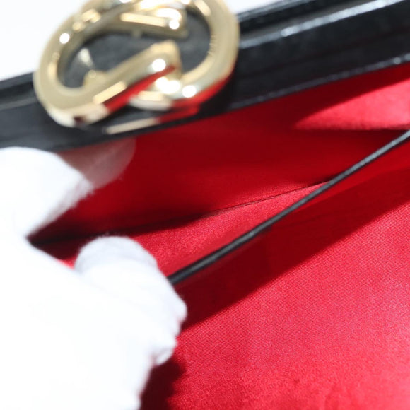 GUCCI Shoulder Bag Leather Black Gold 005 406 0284 Auth 135176