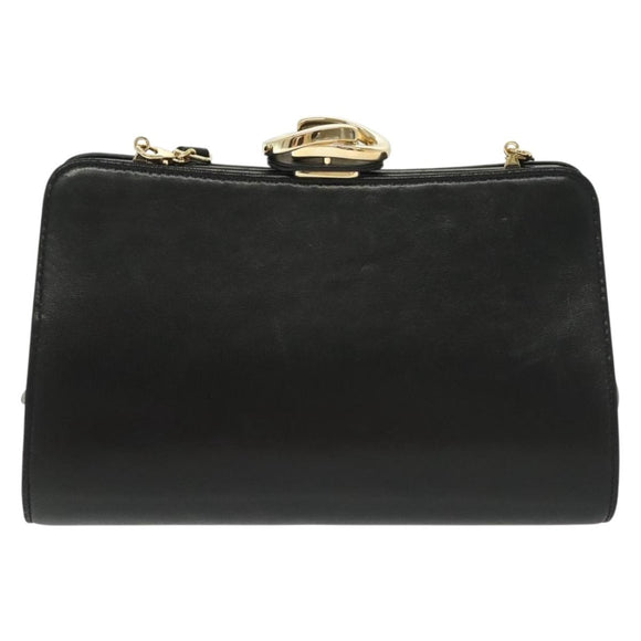 GUCCI Shoulder Bag Leather Black Gold 005 406 0284 Auth 135176