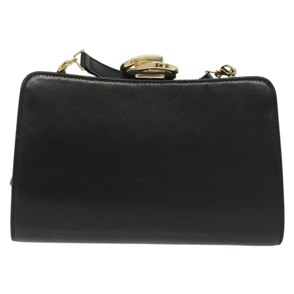 GUCCI Shoulder Bag Leather Black Gold 005 406 0284 Auth 135176