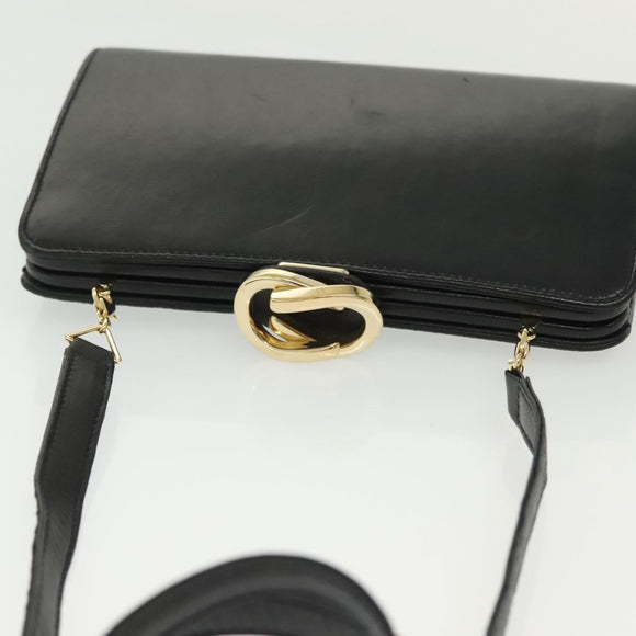 GUCCI Shoulder Bag Leather Black Gold 005 406 0284 Auth 135176