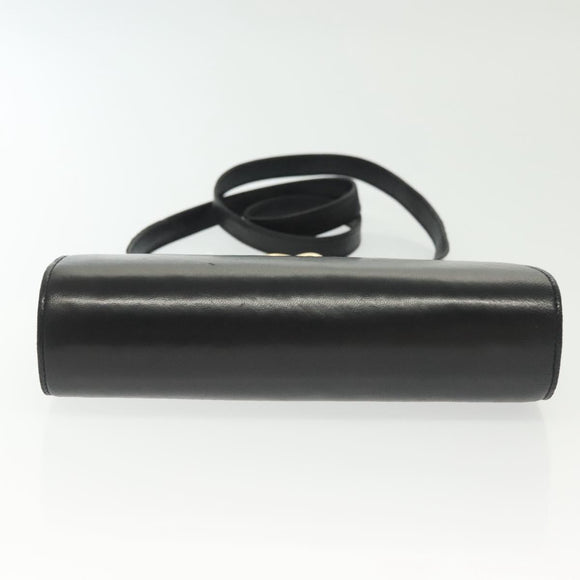 GUCCI Shoulder Bag Leather Black Gold 005 406 0284 Auth 135176