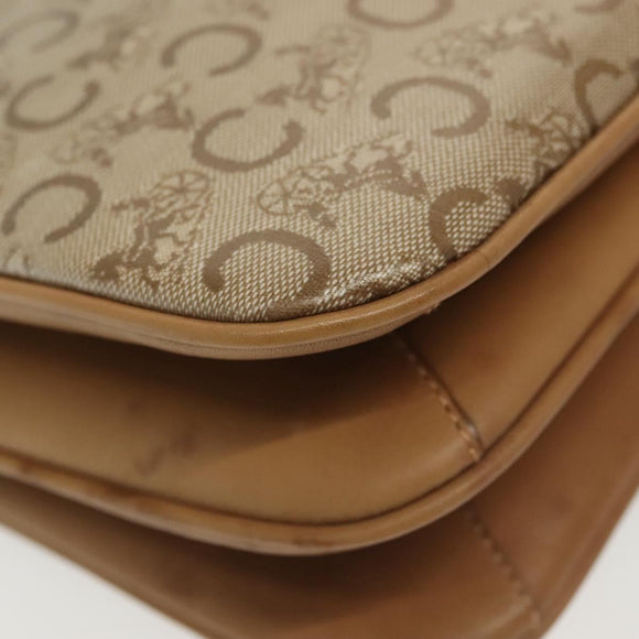 CELINE Macadam Canvas Shoulder Bag PVC Beige Gold Auth 135181