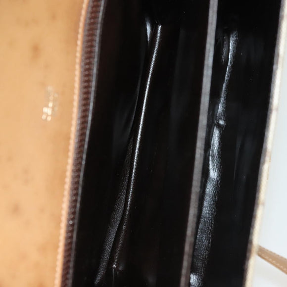 CELINE Macadam Canvas Shoulder Bag PVC Beige Gold Auth 135181