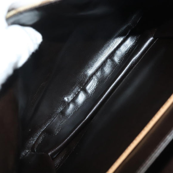 CELINE Macadam Canvas Shoulder Bag PVC Beige Gold Auth 135181