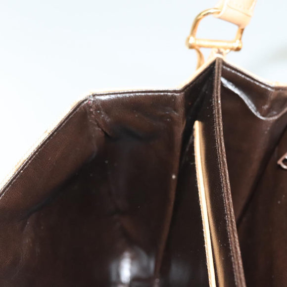 CELINE Macadam Canvas Shoulder Bag PVC Beige Gold Auth 135181