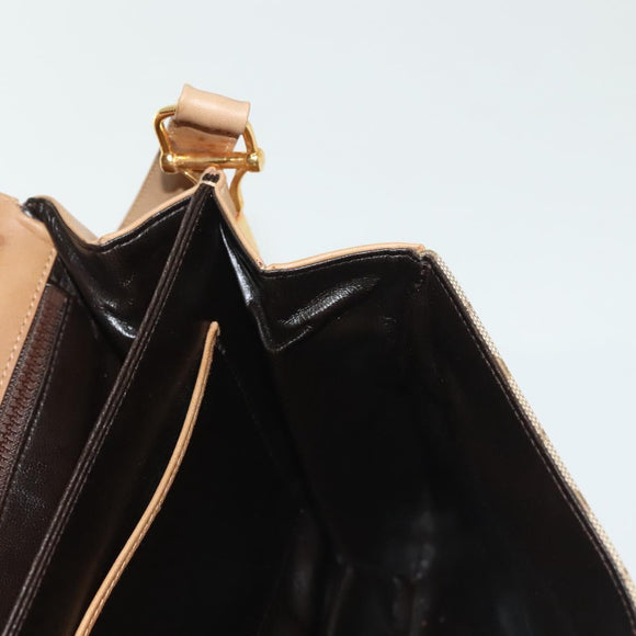 CELINE Macadam Canvas Shoulder Bag PVC Beige Gold Auth 135181