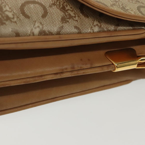 CELINE Macadam Canvas Shoulder Bag PVC Beige Gold Auth 135181