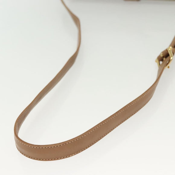 CELINE Macadam Canvas Shoulder Bag PVC Beige Gold Auth 135181