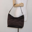 GUCCI Shoulder Bag Nylon Brown Silver 001 3017 Auth 135184-23
