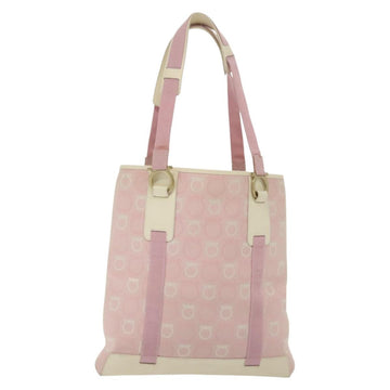 Salvatore Ferragamo Gancini Shoulder Bag Canvas Pink Gold Auth 135187