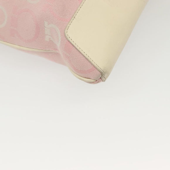 Salvatore Ferragamo Gancini Shoulder Bag Canvas Pink Gold Auth 135187