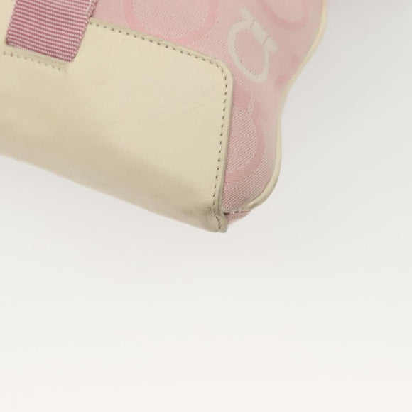 Salvatore Ferragamo Gancini Shoulder Bag Canvas Pink Gold Auth 135187