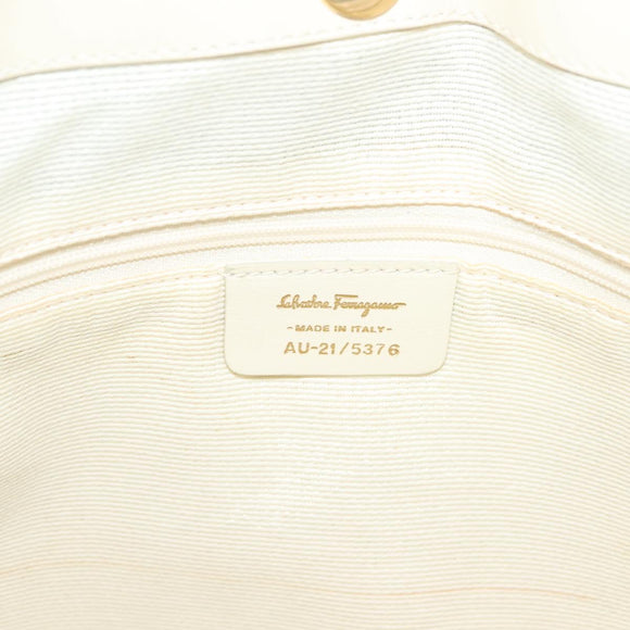 Salvatore Ferragamo Gancini Shoulder Bag Canvas Pink Gold Auth 135187