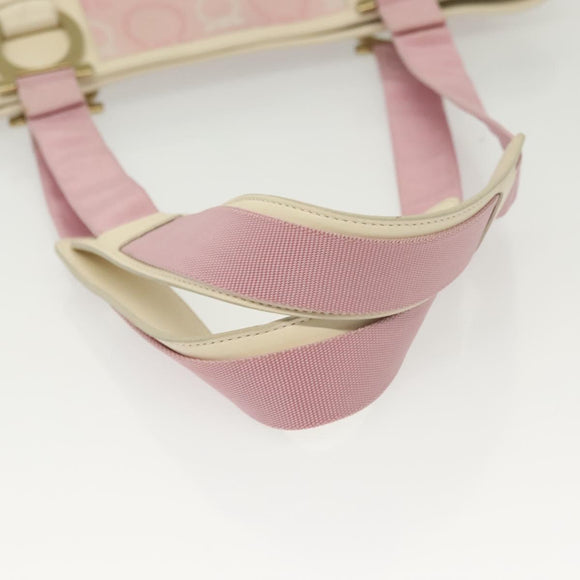 Salvatore Ferragamo Gancini Shoulder Bag Canvas Pink Gold Auth 135187