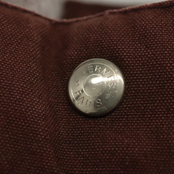 HERMES Fourre Tout MM Hand Bag Canvas Brown Auth 135190