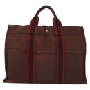 HERMES Fourre Tout MM Hand Bag Canvas Brown Auth 135190-2