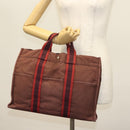 HERMES Fourre Tout MM Hand Bag Canvas Brown Auth 135190-22