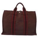 HERMES Fourre Tout MM Hand Bag Canvas Brown Auth 135190-3