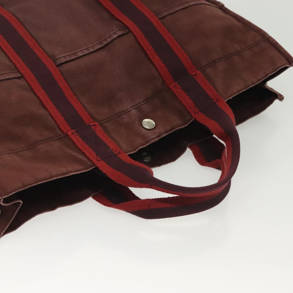 HERMES Fourre Tout MM Hand Bag Canvas Brown Auth 135190