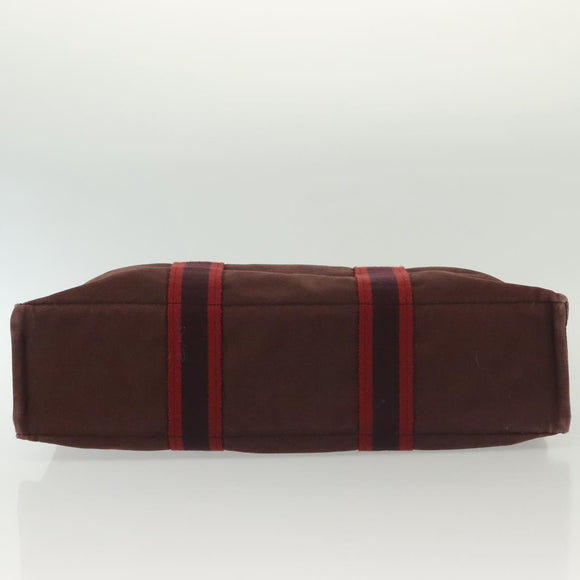 HERMES Fourre Tout MM Hand Bag Canvas Brown Auth 135190
