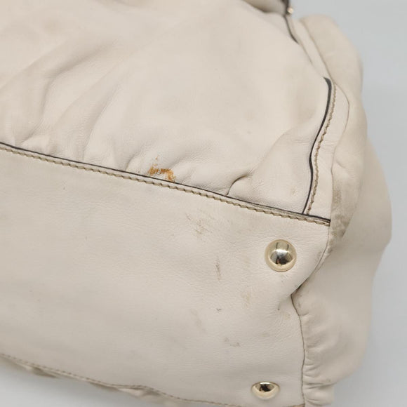 GUCCI Tote Bag Leather Ivory Gold 189835 Auth 135191