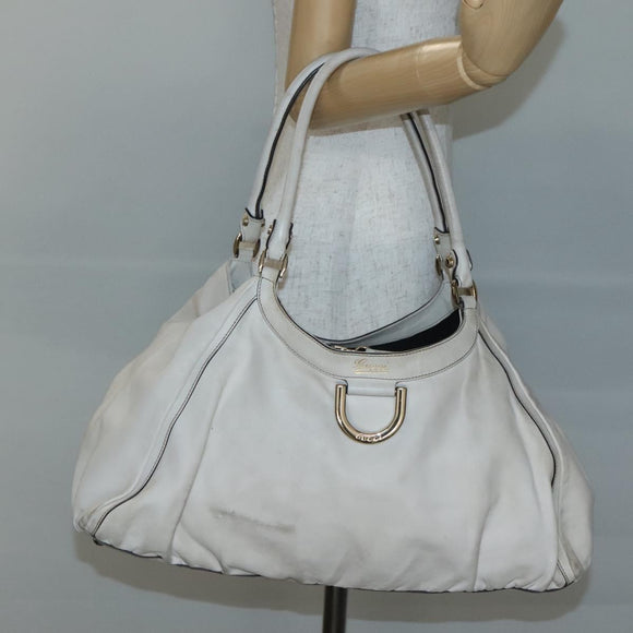 GUCCI Tote Bag Leather Ivory Gold 189835 Auth 135191